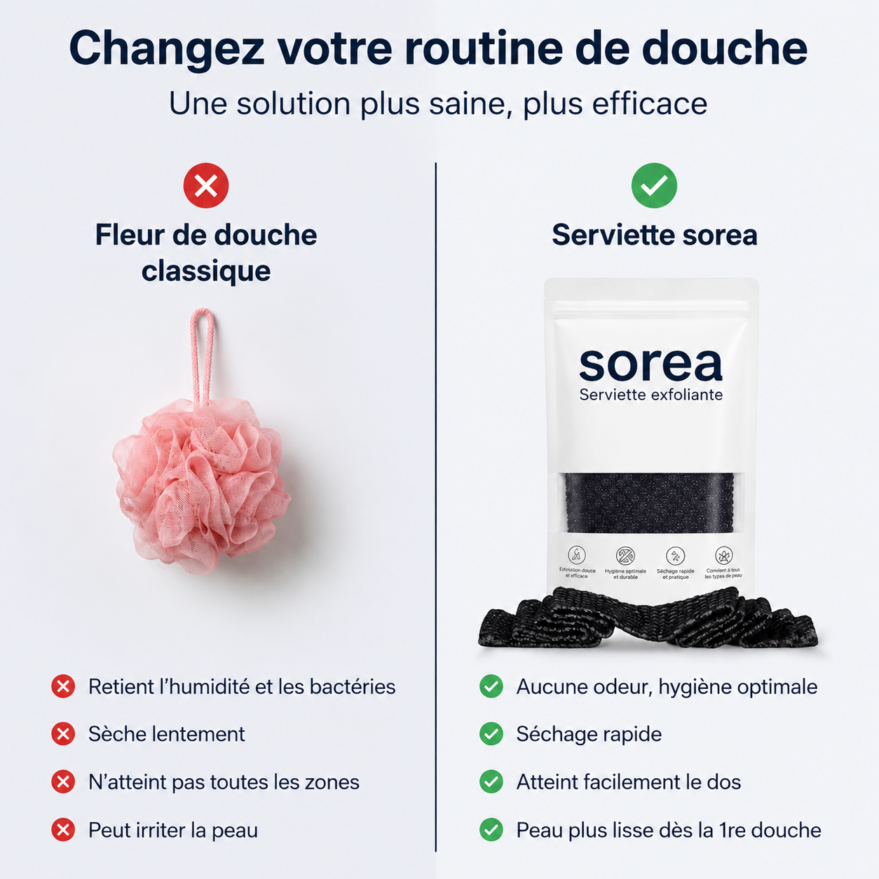 Serviette de douche exfoliante Sorea